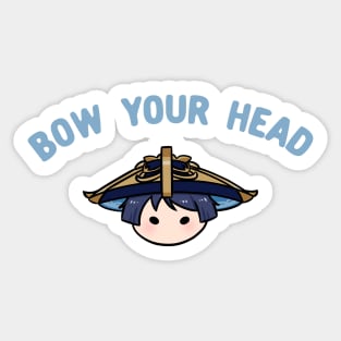 Genshin Impact Scaramouche wanderer bow your head chibi | Morcaworks Sticker